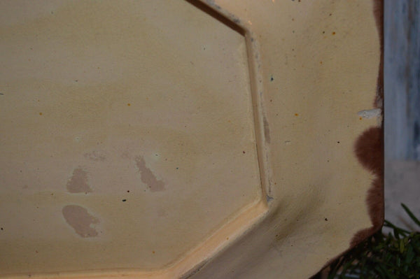 Antique Large English Majolica Platter Raised Fruit Border Lemons and Grapes