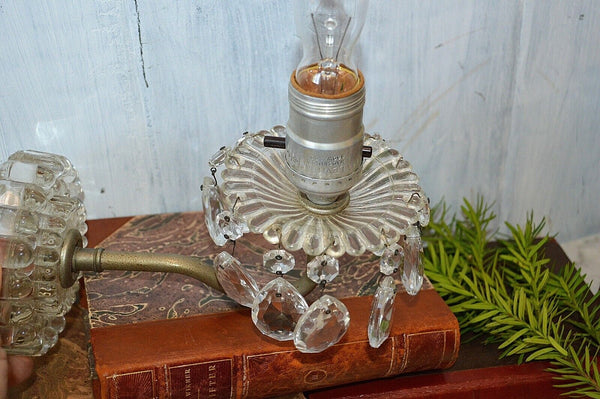 Vintage Beaded Glass Wall Sconce Light Fixture with Chandelier Crystals