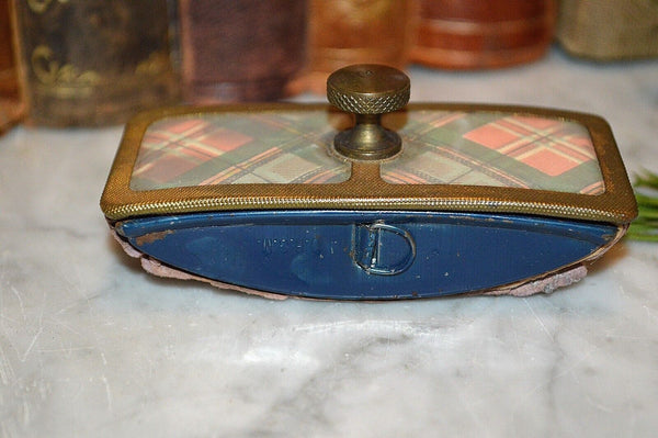 Rare Antique Scottish Tartanware Ink Blotter Tape Measure Tartan Brass Desk