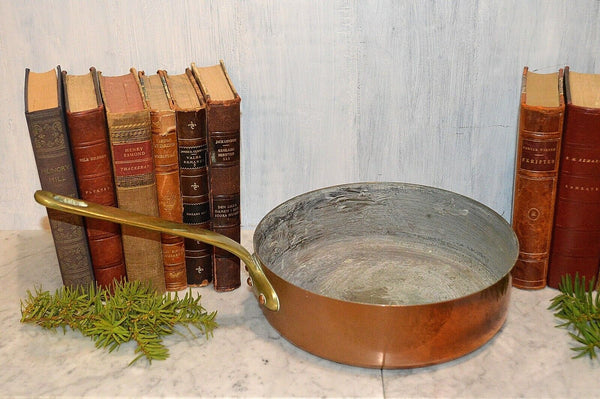 Antique French Copper E. Dehillerin Large Sauce Pot Pan Stamped 9 3/4"