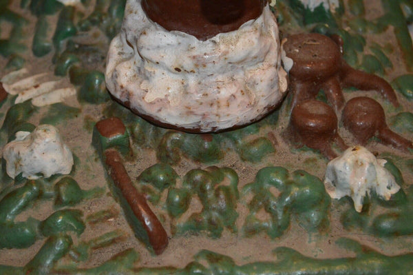 Antique German Santa Christmas Tree Stand Cast Iron Holder