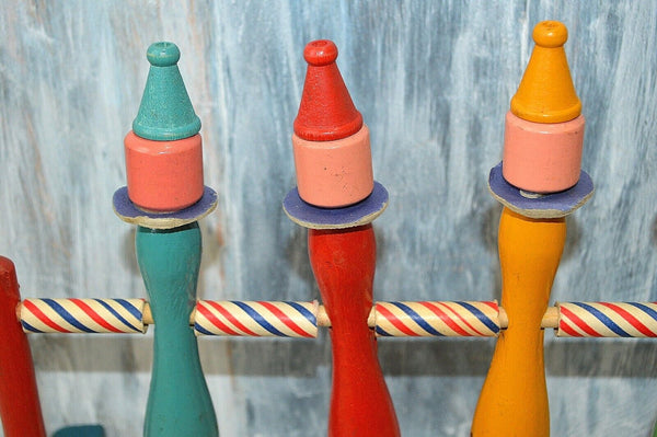 Vintage 18 pc French Wooden Skittles Bowling Pins Balls Game Set Child's Toy