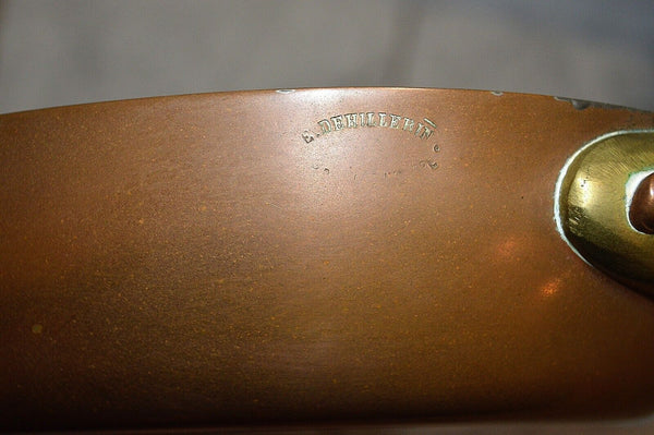 Antique French Copper E. Dehillerin Oval Frying Fish Saute Pan Stamped Paris