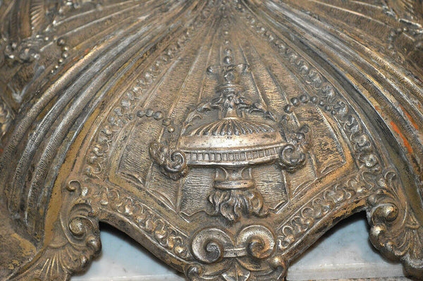 Antique French Empire Style Light Fixture Canopy Chandelier Part Flaming Urns