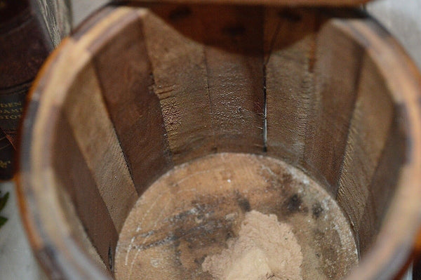 Antique Pair German Sycamore Mahogany Salt Flour Canisters Treen Wood Boxes
