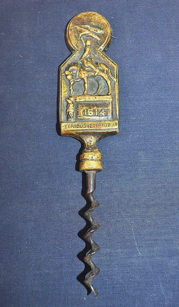 Rare Antique Scottish Brass Corkscrew Battle Hawick 1514 Capture of English Flag