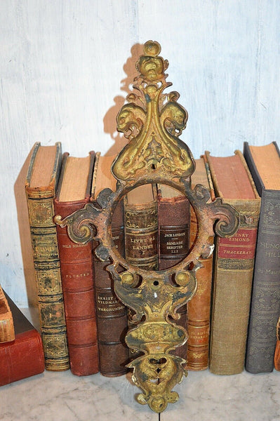 Antique French Bronze Griffin Lions Door Plate Frame Decorative Element
