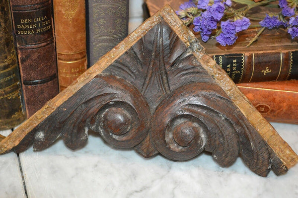 Antique Pair German Black Forest Carved Wood Corner Brackets Architectural Mount