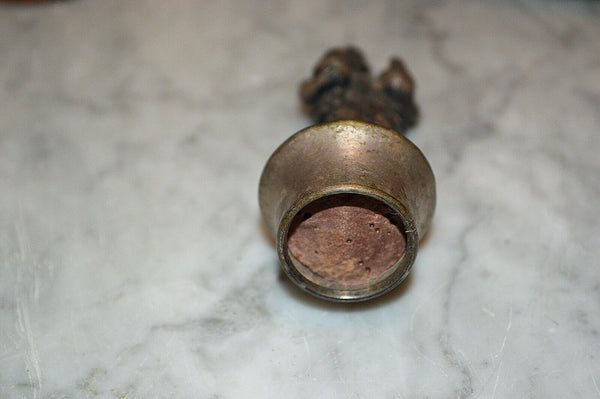 Antique French Silver Plated Bottle Stopper Figural Peasant Carrying Birds Geese
