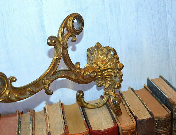 Antique Large French Gilded Bronze Drapery Coat Hook Bracket