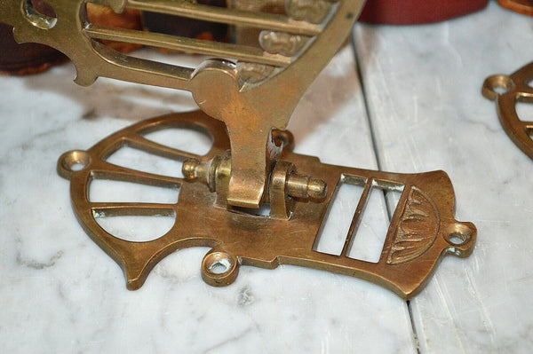 Antique Pair French Brass Art Nouveau Swinging Arm Piano Candle Holder Sconces