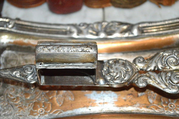 Antique Silver Plate Candle Snuffer Wick Trimmer and Tray Hallmarked