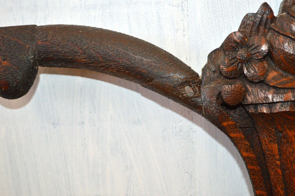 Antique Pair German Black Forest Carved Wood Architectural Elements Mounts