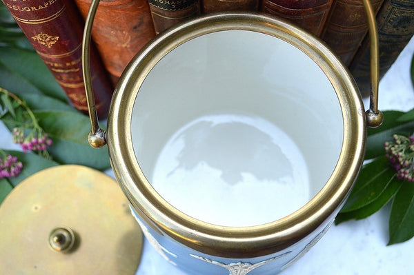 Antique Jasper Dudson England Blue Jasperware Biscuit Barrel Jar Classic Figures