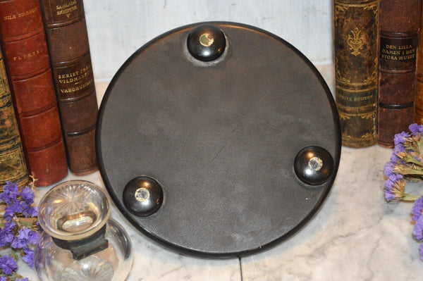 Antique Malachite Black Marble Desk Set Inkwell Pen Stand