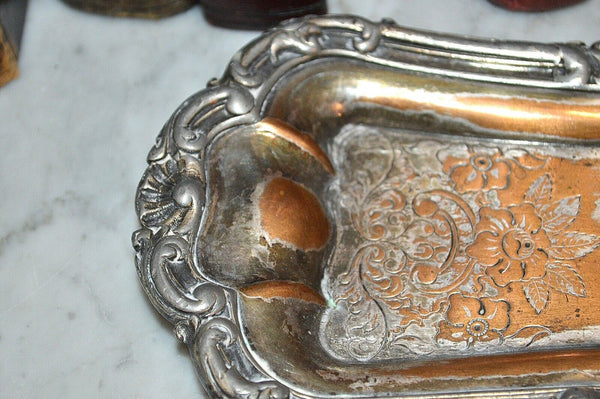Antique Silver Plate Candle Snuffer Wick Trimmer and Tray Hallmarked
