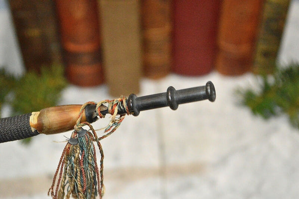 Antique German Hunt Scene Deer Pipe Porcelain Wood Horn Ebony 25"