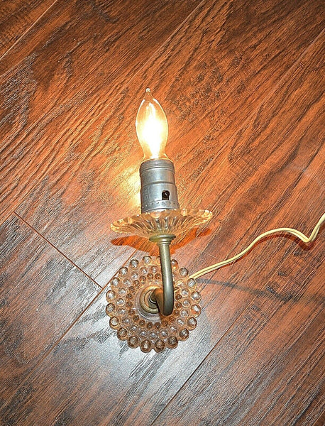 Vintage Beaded Glass Wall Sconce Light Fixture with Chandelier Crystals