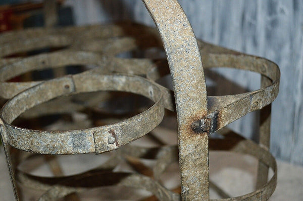 Antique French 8 Bottle Carrier Zinc with Wood Handle Caddy Holder