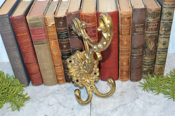 Antique Large French Gilded Bronze Drapery Coat Hook Bracket