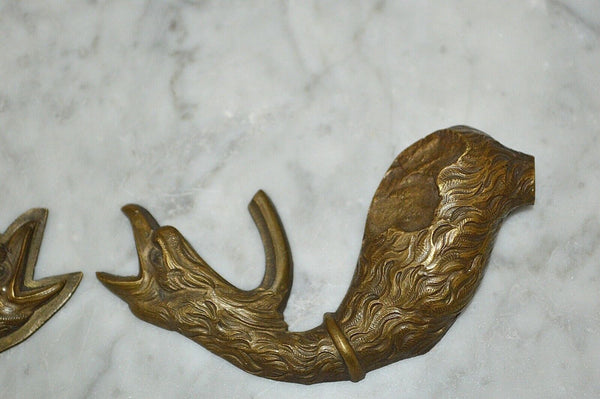 Antique Pair French Bronze Griffin Dragon Bird Decorative Trim Mounts