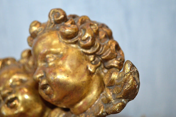 Antique German Italian Gilt Baroque Cherubs Double Twins Carved Gilded Wood