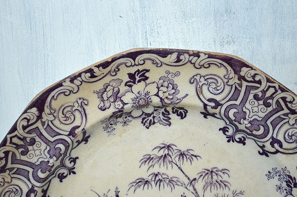 Antique Purple Mulberry Transferware Plate Ironstone T W Simla Thomas Walker