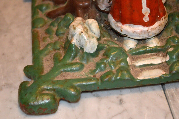 Antique German Santa Christmas Tree Stand Cast Iron Holder