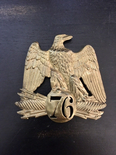 Antique French Brass Eagle Shako Hat Helmet Plate 76 Regiment