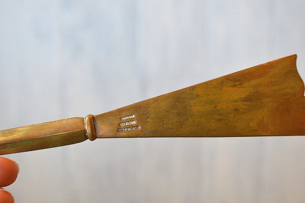 Antique Shreve & Co. 6 Pc Desk Set Sterling Silver Brass Arts & Crafts Inkwell