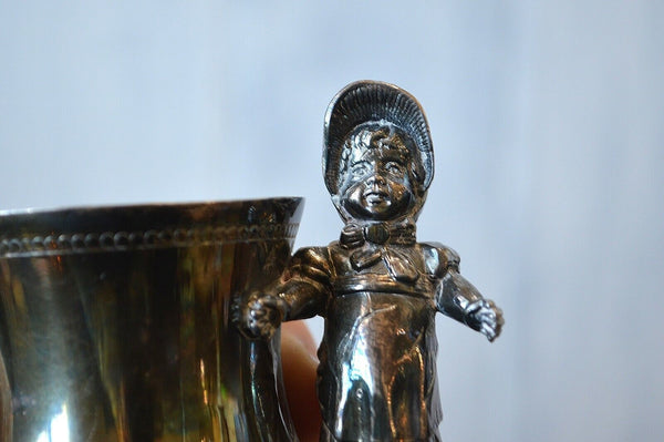 Antique Silver Plated Figural Victorian Girl Toothpick Holder