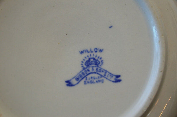 Antique Gibson & Sons Burslem England Blue WIllow Teapot Transferware