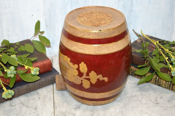 Rare Antique English Gingerette Ginger Beer Syrup Dispenser Stoneware Barrel