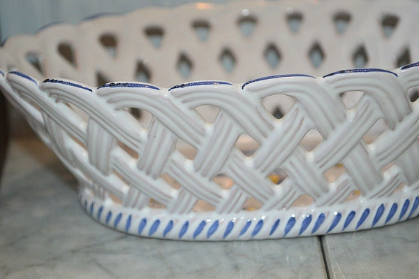 Vintage French Country Faience Bread Basket Atelier de Segries Moustiers Gnomes