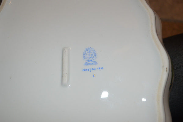 Herend Rothschild Bird Blue Border Tureen With Bird Fishscale 1055