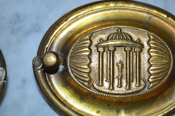 Antique Brass Drawer Pulls Set of 4 Hepplewhite Federal Style Monuments