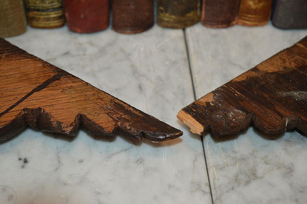 Antique Pair German Black Forest Carved Wood Corner Brackets Architectural Mount