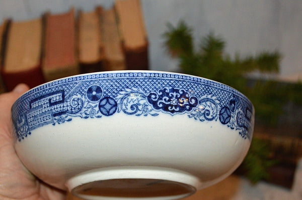 Antique English Transferware Blue Willow Drain Soap Dish Strainer Bowl