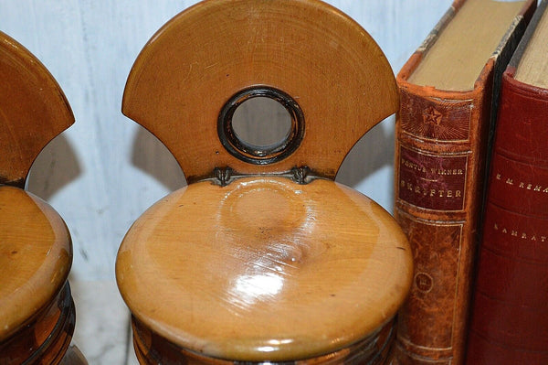 Antique Pair German Sycamore Mahogany Salt Flour Canisters Treen Wood Boxes