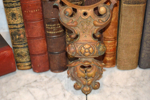 Antique French Bronze Griffin Lions Door Plate Frame Decorative Element