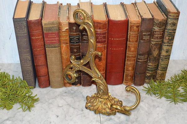 Antique Large French Gilded Bronze Drapery Coat Hook Bracket