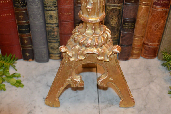 Antique French Baroque Carved Gilt Wood Church Altar Candle Holder Early 19th C