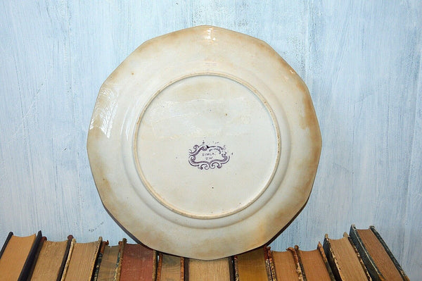 Antique Purple Mulberry Transferware Plate Ironstone T W Simla Thomas Walker