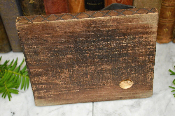 Antique German Black Forest Carved Wood Inkwell Dog and Dog House