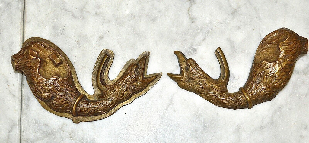 Antique Pair French Bronze Griffin Dragon Bird Decorative Trim Mounts