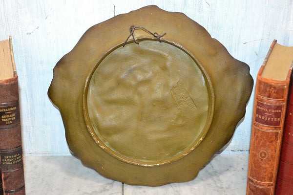 Antique Ernst Wahliss Art Nouveau Female Terracotta Relief Plaque Turn Wein