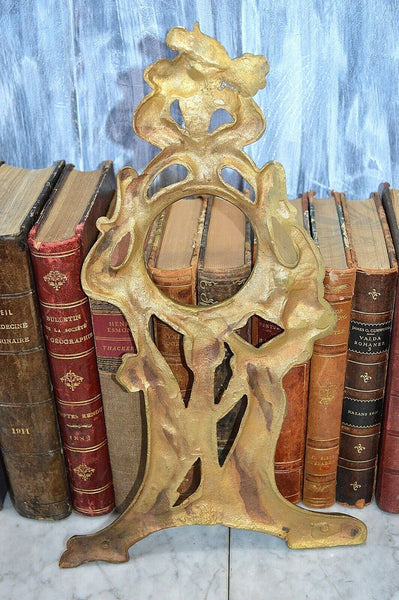 Antique French Bronze Art Nouveau Figural Female Large Mount Frame Clock Mirror