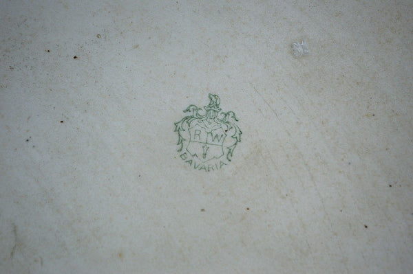 Antique German Cheese Dome Porcelain RW Bavaria Covered Platter Floral Transfer