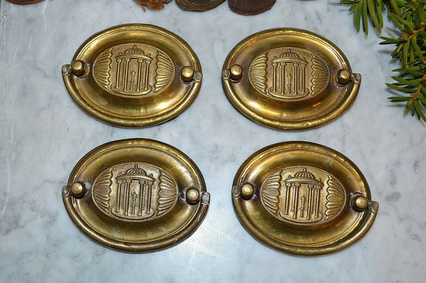 Antique Brass Drawer Pulls Set of 4 Hepplewhite Federal Style Monuments