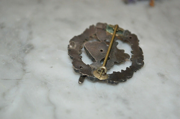 Antique William Kerr Sterling Silver Cherub Floral Brooch Pin Art Nouveau